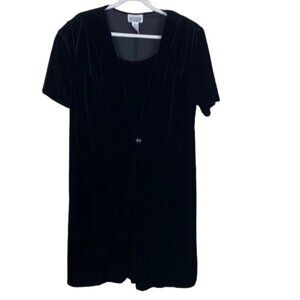 Vintage Victoria Stephens Black Velvet Layered Witchy Whimsigoth Dress Size 18